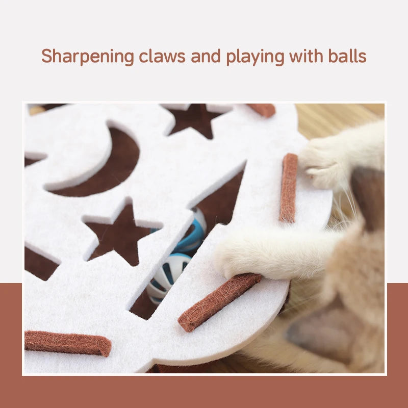 Booteely Katzen-Puzzle-Spielzeug – Filz-Puzzlebox, Trainingsspielzeug mit Ball, Indoor-Sport- und Unterhaltungsspielzeug, Jagdspielzeug für Wohnungskatzen